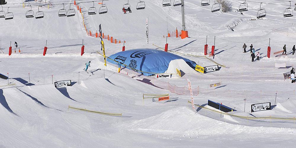 Snowpark La Plagne mit Big Airbag
