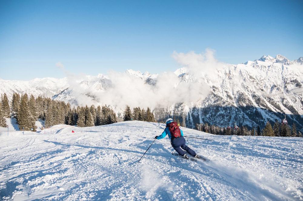 Skifahrer im Skigebiet Fellhorn-Kanzelwand