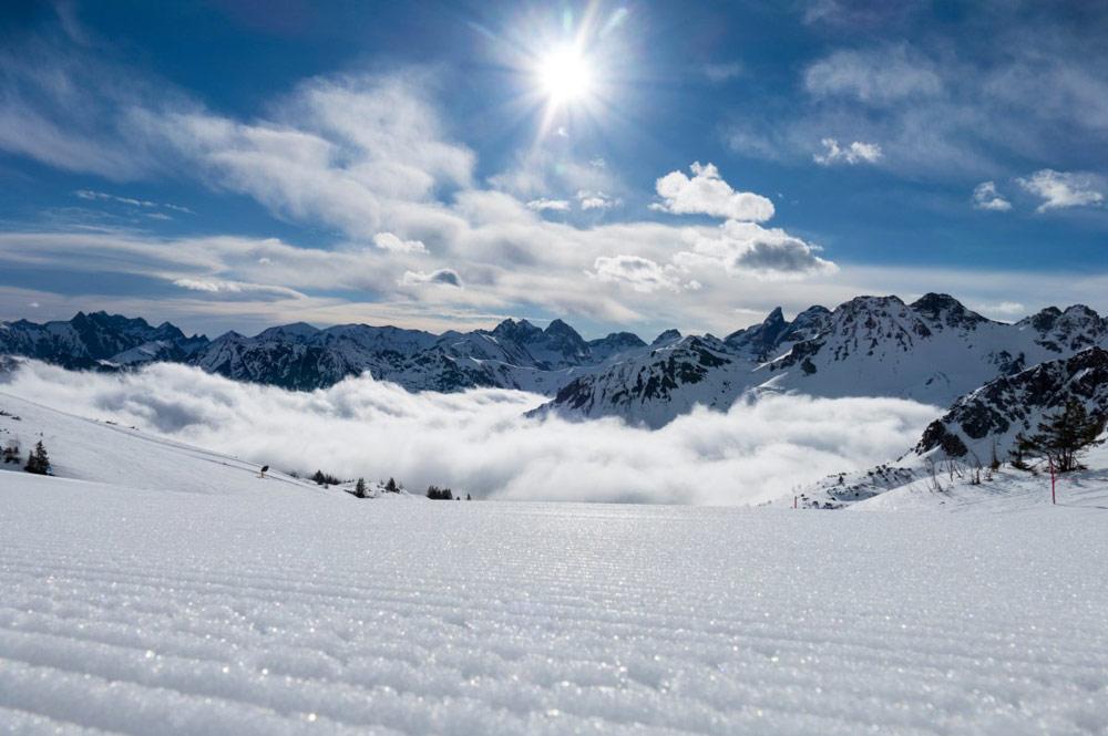 Frisch präparierte Piste im Skigebiet Fellhorn-Kanzelwand