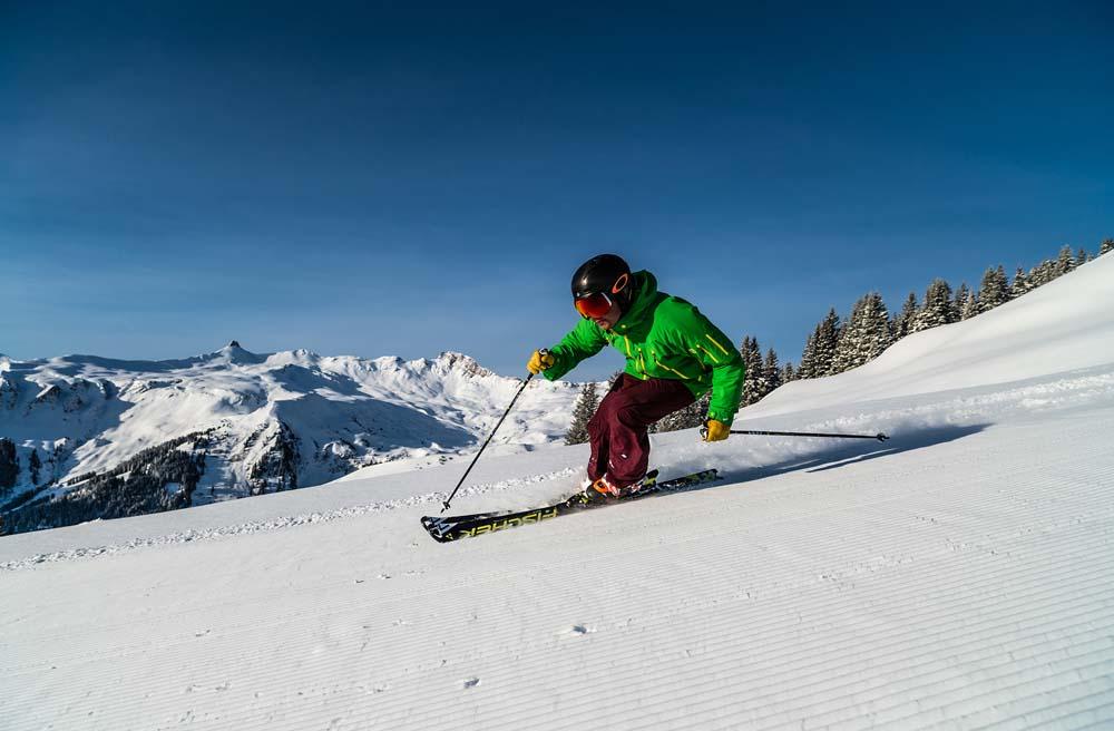 Skifahrer im Skigebiet Flumserberg