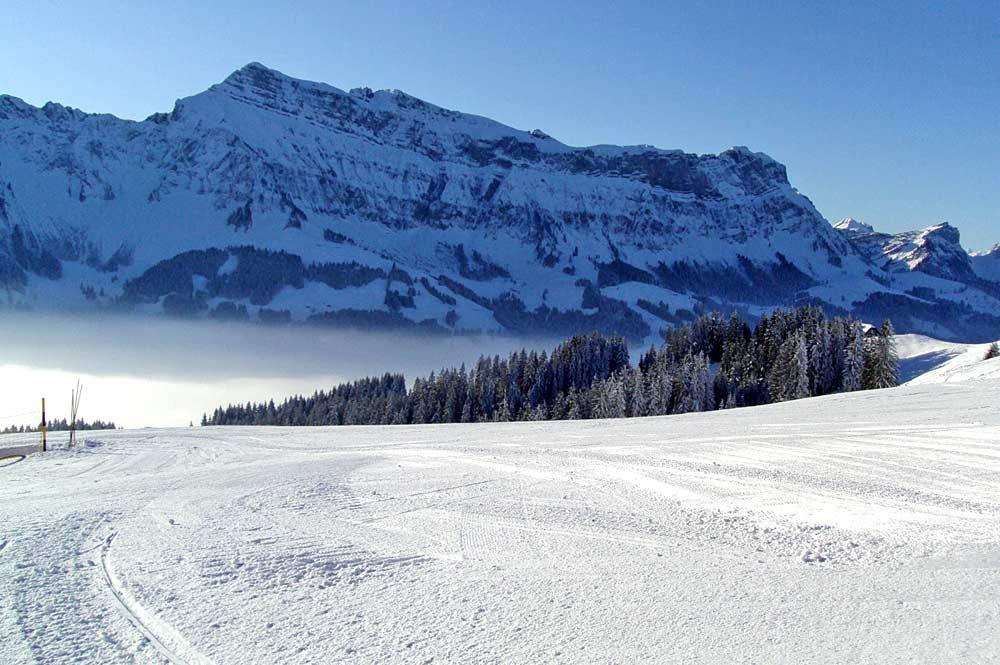 Pistenpanorama im Skigebiet Marbachegg