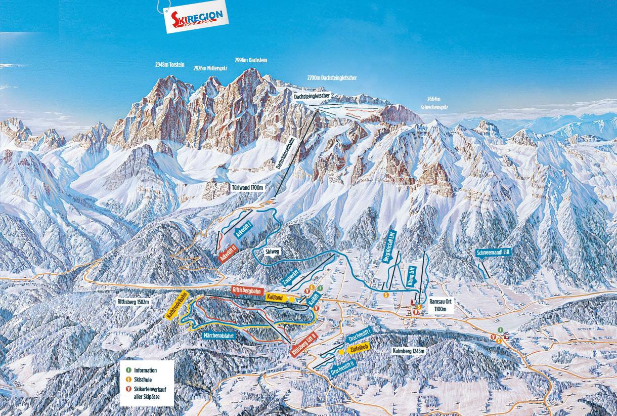 Pistenplan Skiregion Ramsau am Dachstein