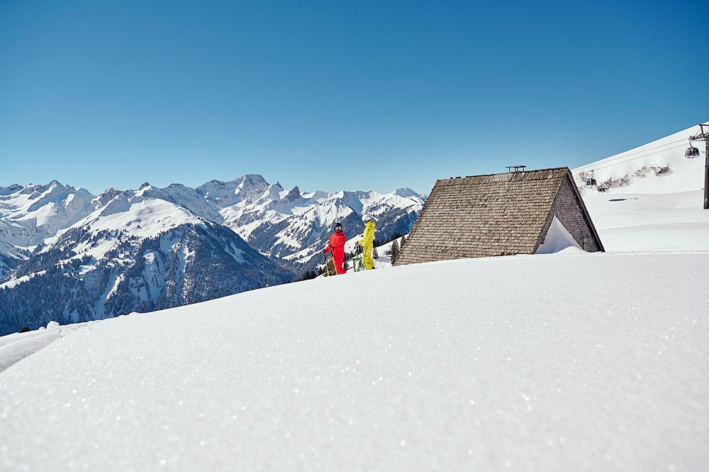 Panoramablick über das Skigebiet Diedamskopf