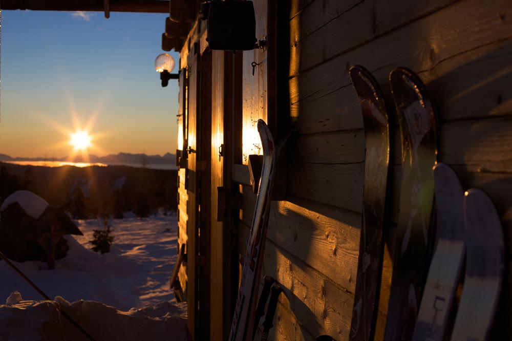 Sonnenuntergang im Skigebiet Falkert