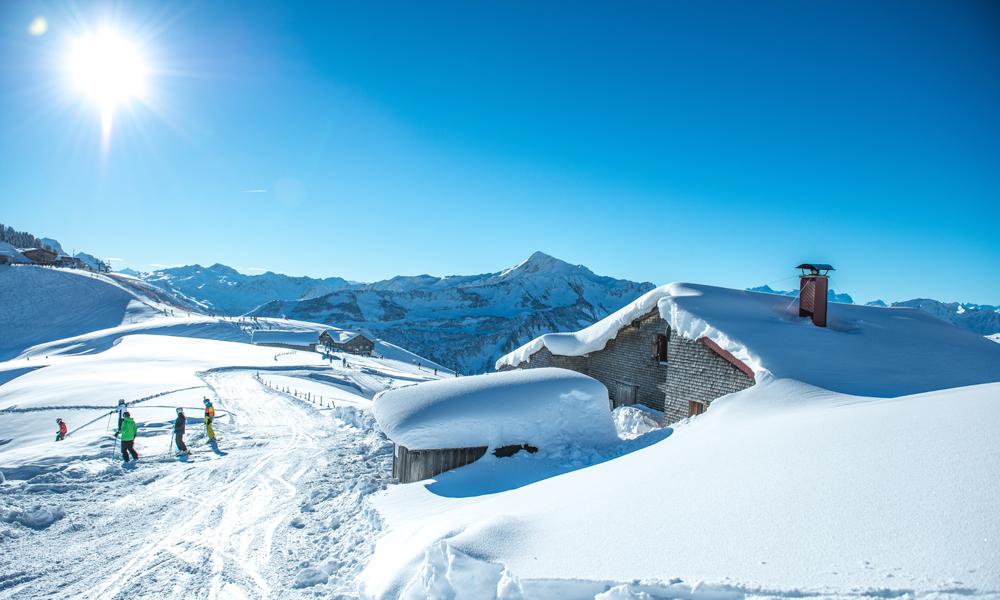 Winterlandschaft im Skigebiet Damüls Mellau
