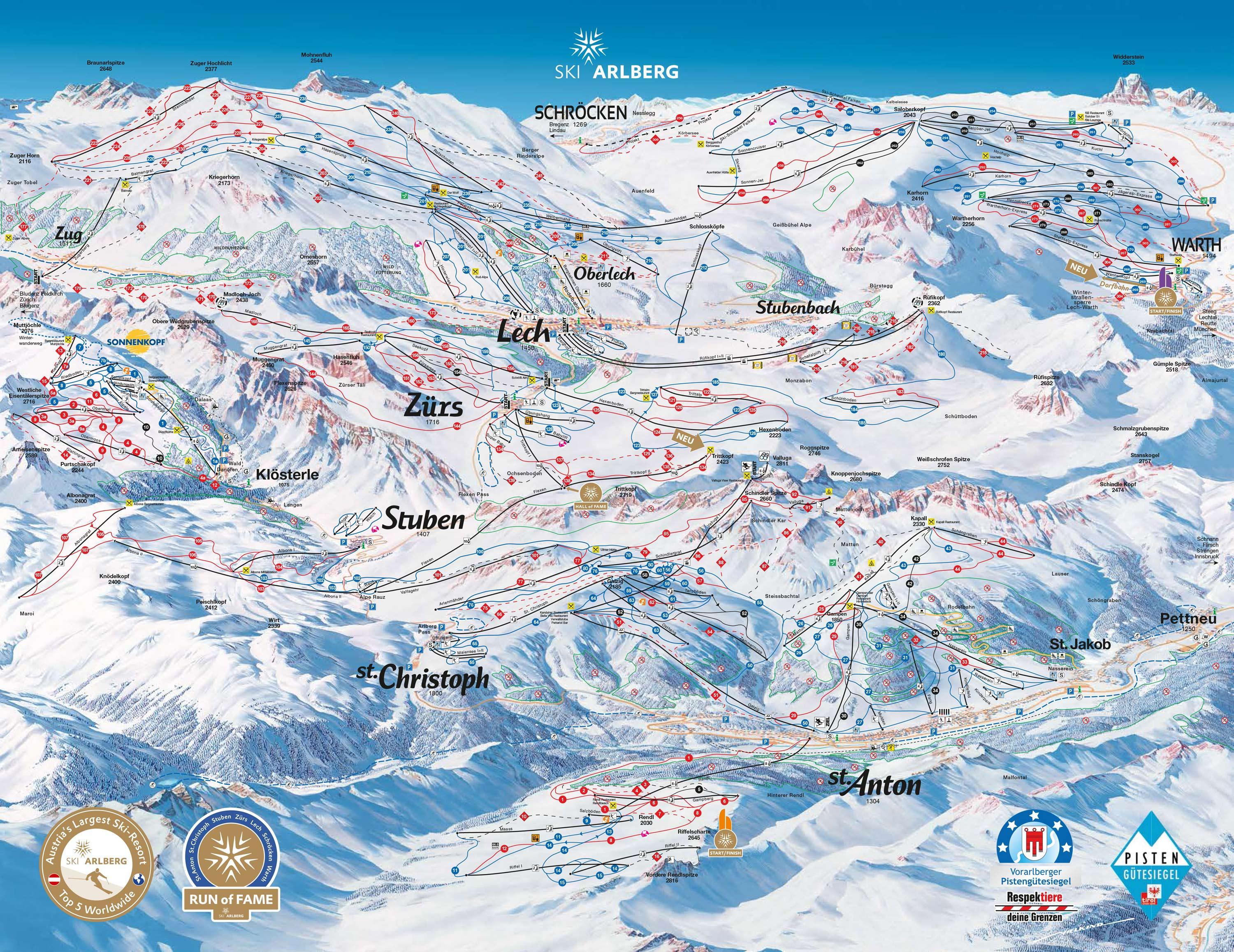 Pistenplan Ski Arlberg