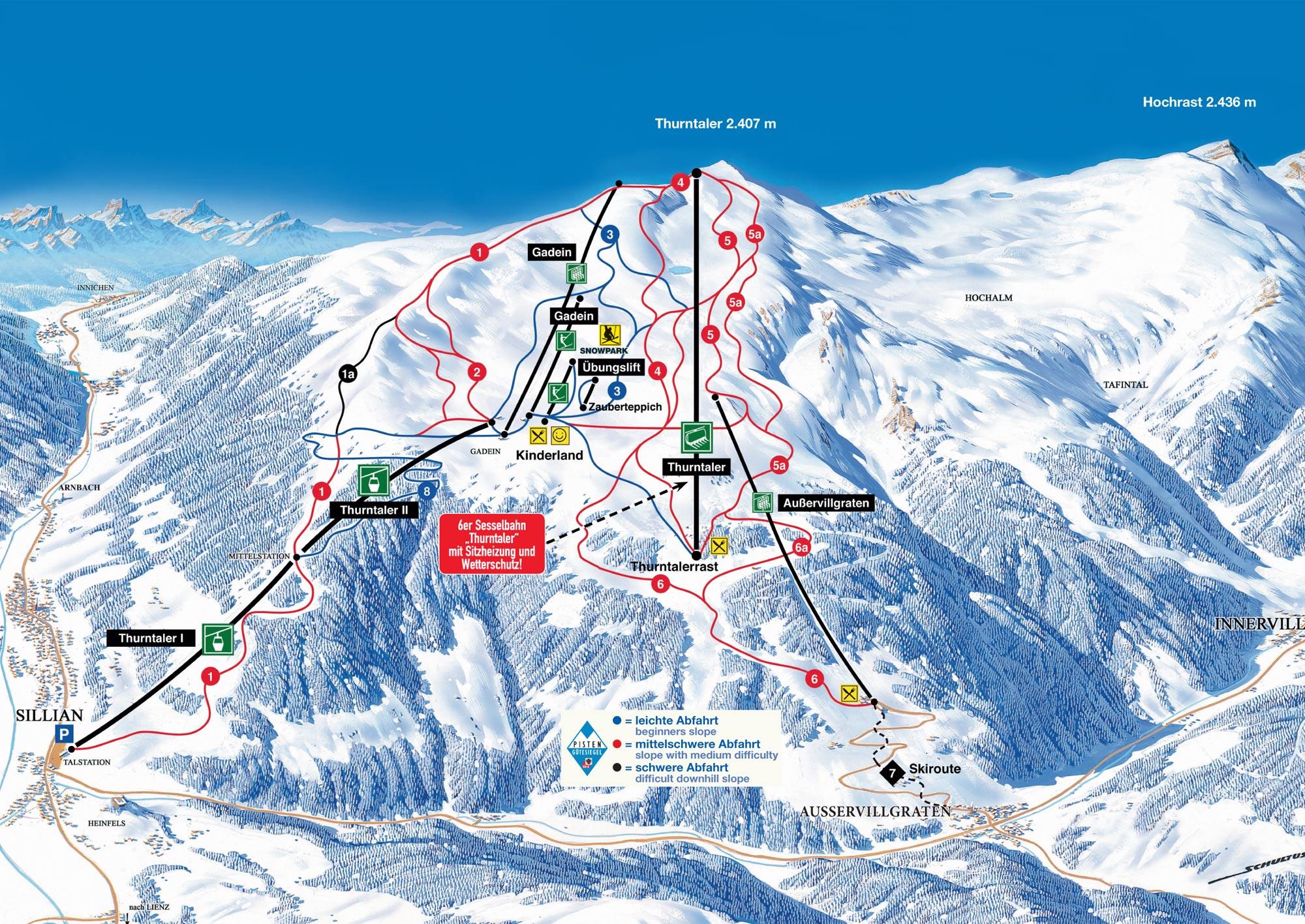 Pistenplan Skizentrum Sillian Hochpustertal