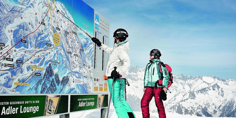Blick auf den Pistenplan des größten Skigebiets in Osttirol