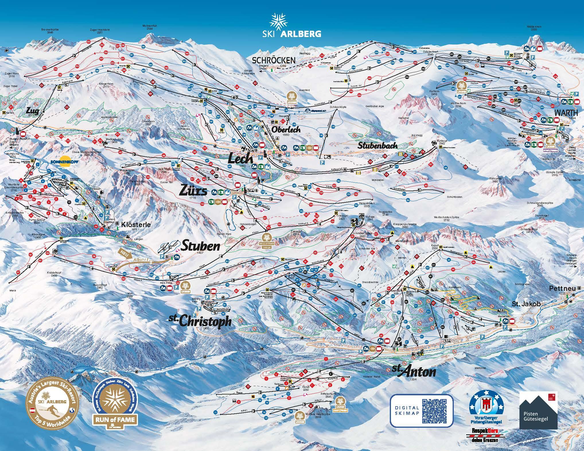 Pistenplan Ski Arlberg