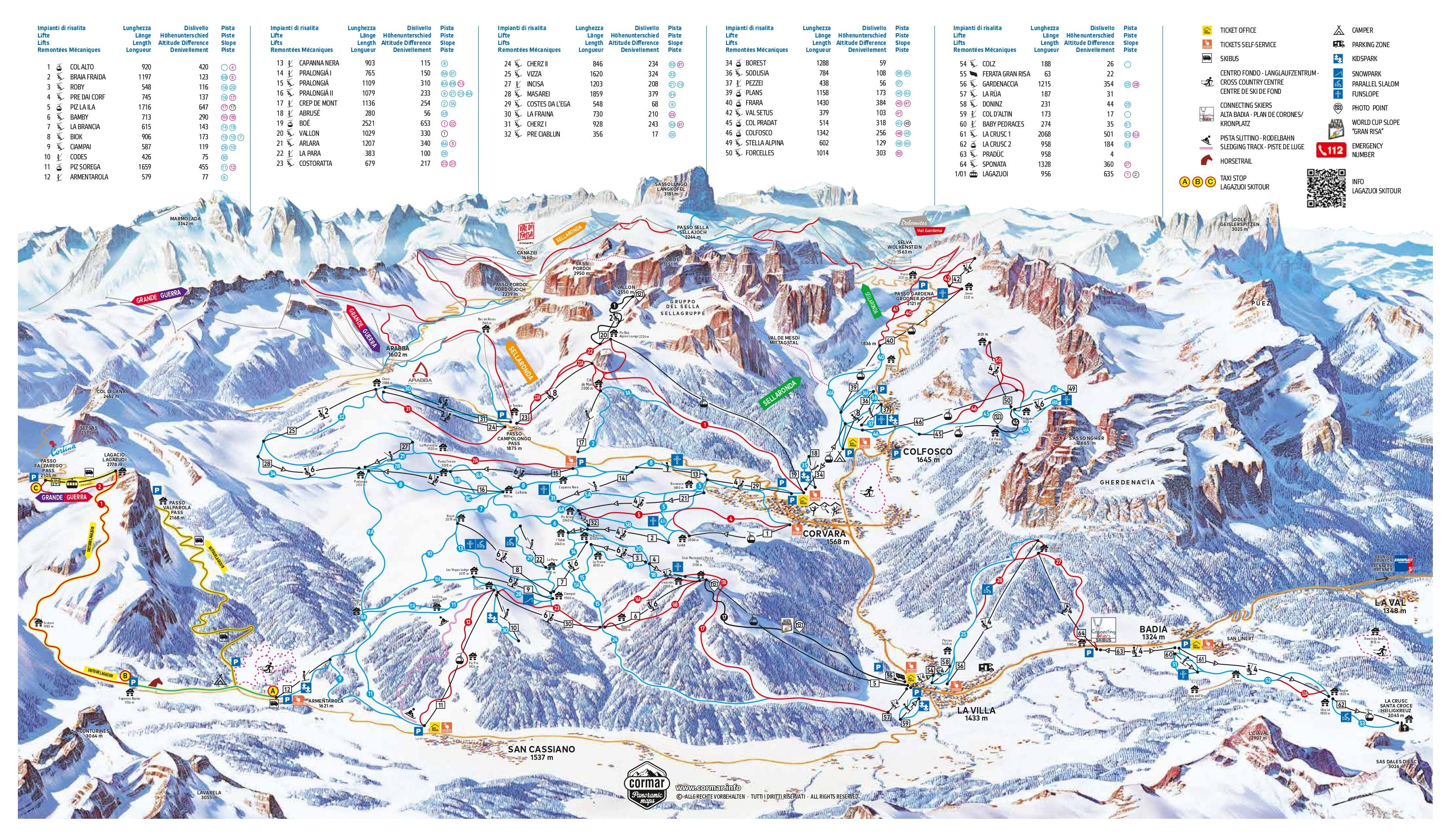 Pistenplan Skigebiet Alta Badia