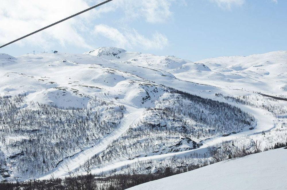 Blick auf das Skigebiet Hemsdal Skicenter