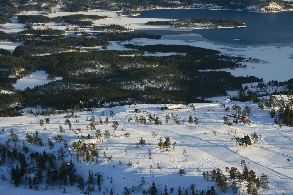 Blick auf das Skigebiet Vradal Skicenter