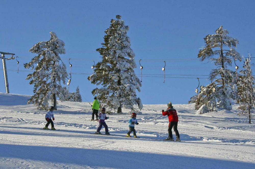 Kinder unterwegs mit der Skischule im Skigebiet Vradal Skicenter