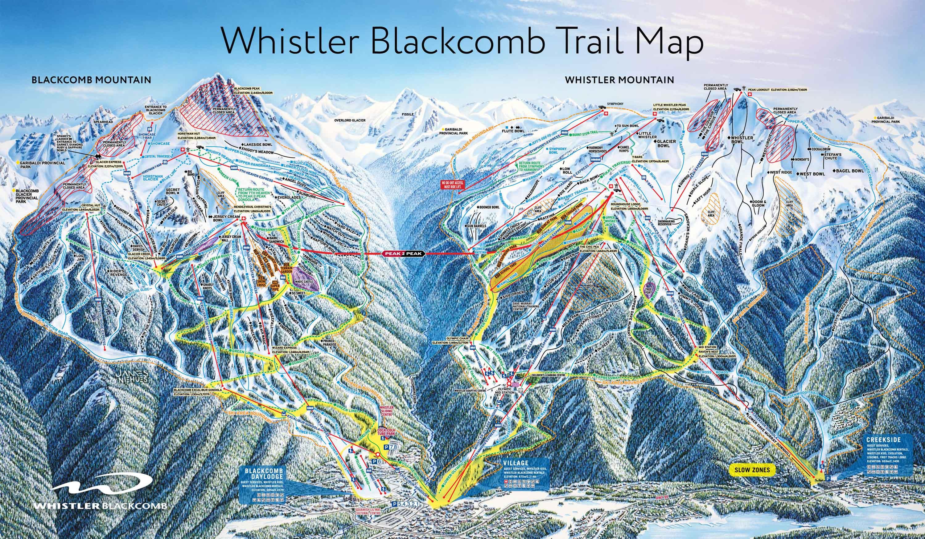 Pistenplan Whistler Blackcomb