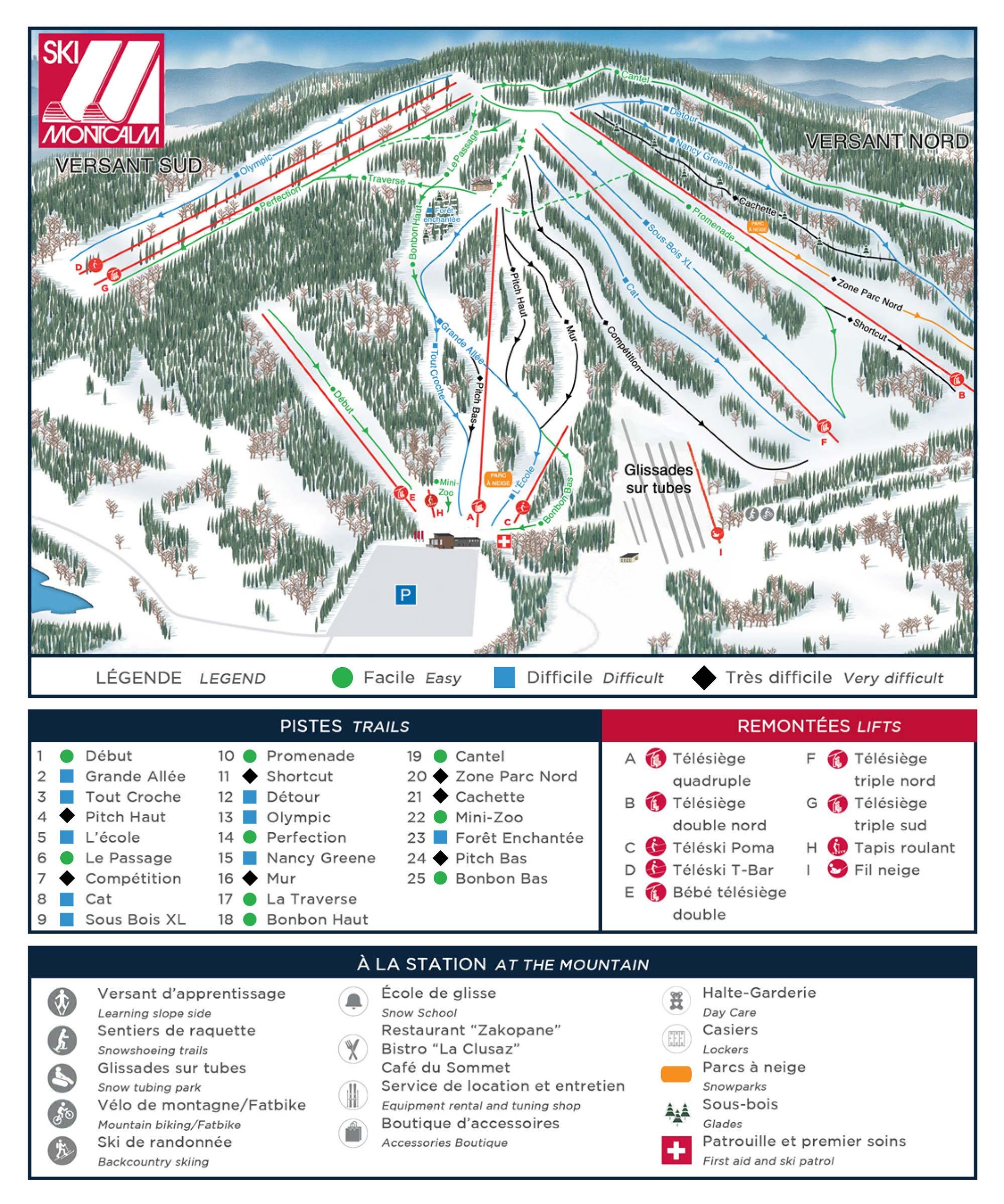 Pistenplan Ski Montcalm
