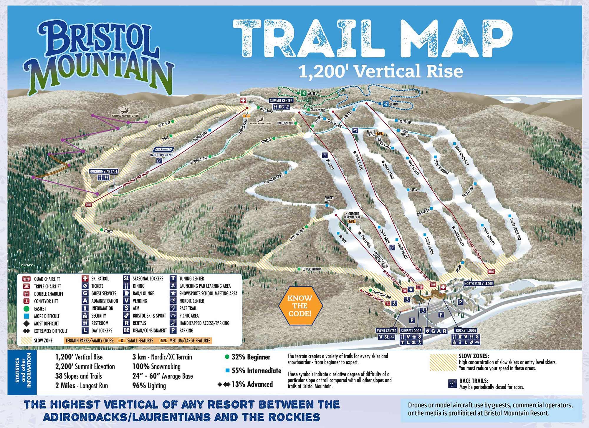 Pistenplan von Bristol Mountain Resort