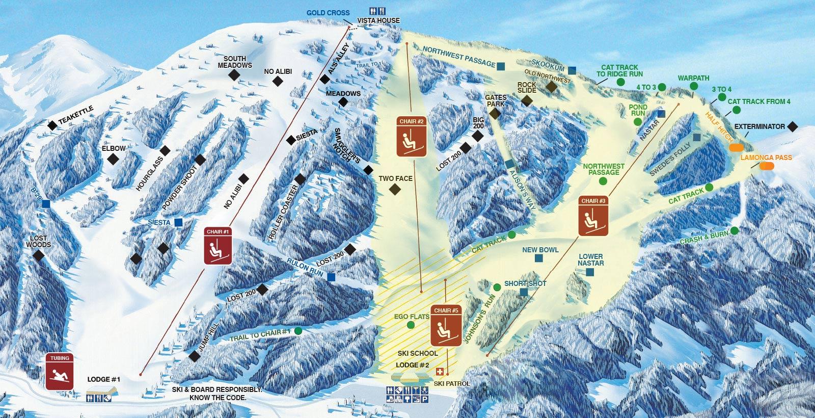 Pistenplan Mount Spokane Ski and Snowboard Park