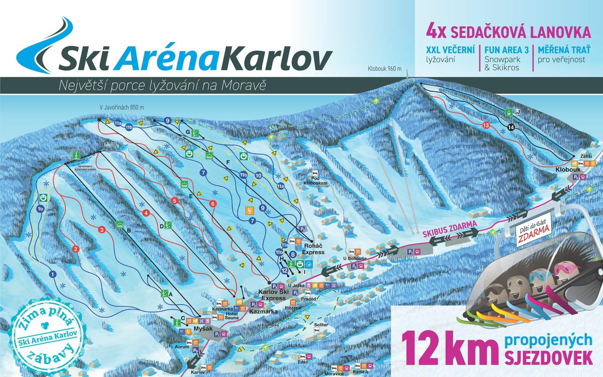 Pistenplan Skicentrum Mala Moravka-Karlov