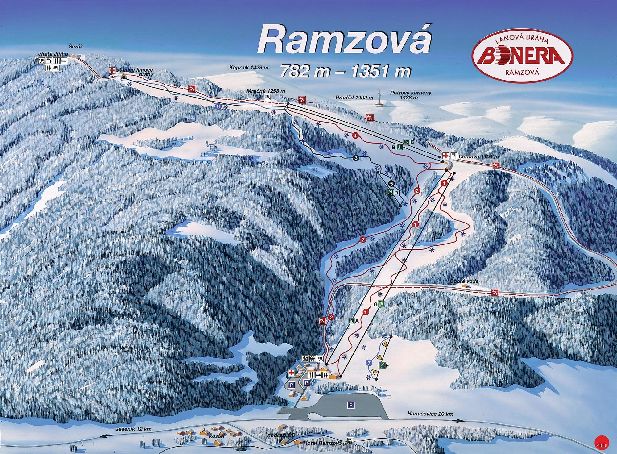 Pistenplan Skizentrum Bonera Ramzova