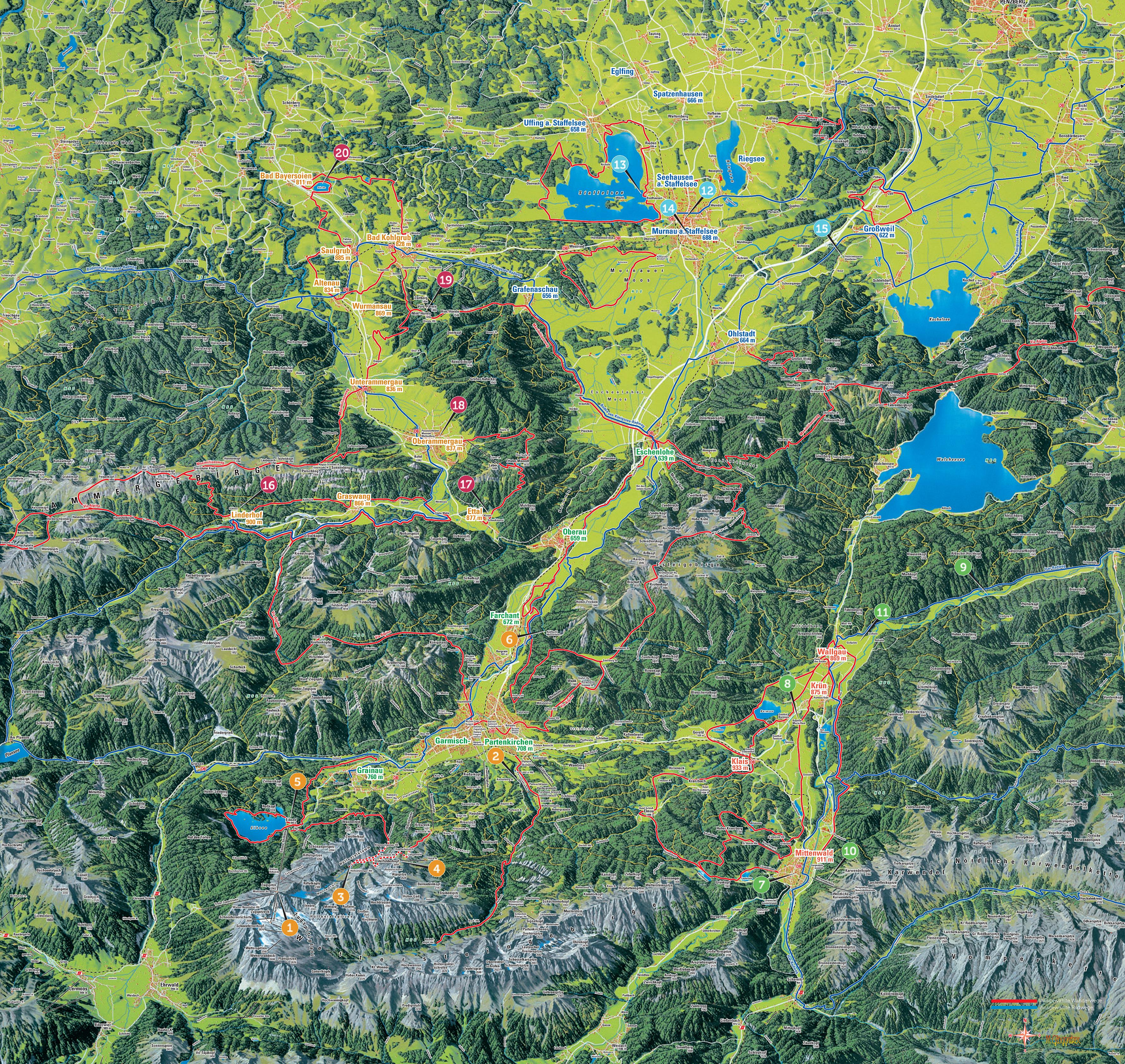Panoramakarte der Zugspitz Region